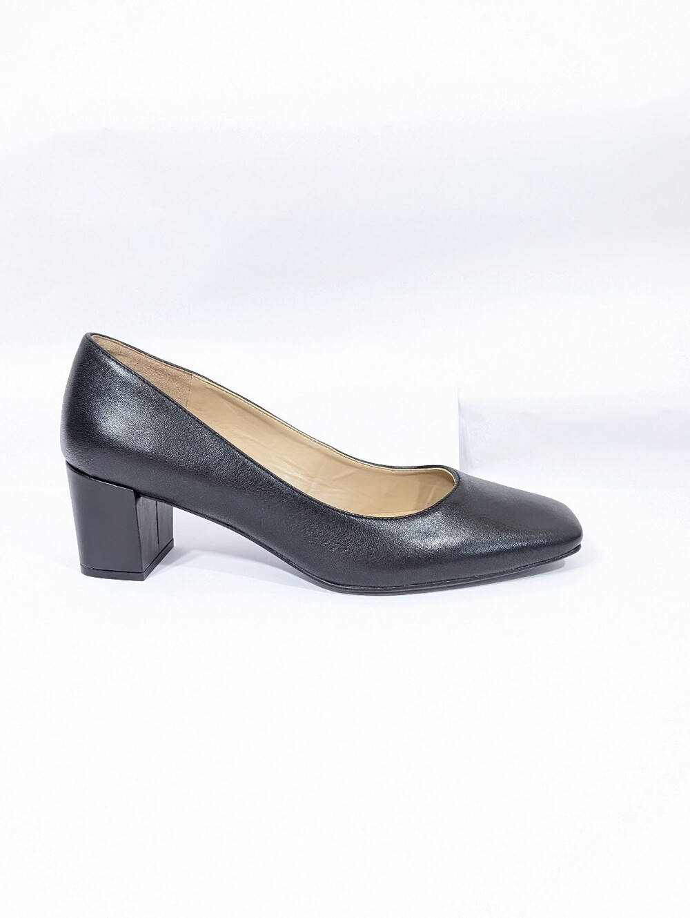 Naturalizer Karina Pumps 12 Wide Women Black Leather Heel NEW Square Toe Shoes